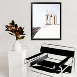 Shop White Bell Tower Photo Art Print-Coastal, Greece, Photography, Portrait, View All, White-framed poster wall decor artwork