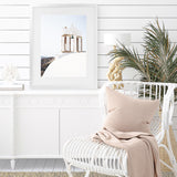 Shop White Bell Tower Photo Art Print-Coastal, Greece, Photography, Portrait, View All, White-framed poster wall decor artwork