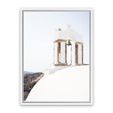 Shop White Bell Tower Photo Canvas Art Print-Coastal, Photography, Photography Canvas Prints, Portrait, View All, White-framed wall decor artwork