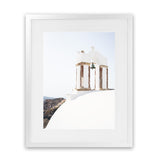 Shop White Bell Tower Photo Art Print-Coastal, Greece, Photography, Portrait, View All, White-framed poster wall decor artwork
