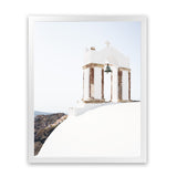 Shop White Bell Tower Photo Art Print-Coastal, Greece, Photography, Portrait, View All, White-framed poster wall decor artwork