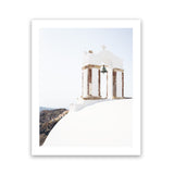Shop White Bell Tower Photo Art Print-Coastal, Greece, Photography, Portrait, View All, White-framed poster wall decor artwork