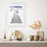 Shop Aegean Steps Photo Art Print-Blue, Coastal, Greece, Grey, Photography, Portrait, View All, White-framed poster wall decor artwork