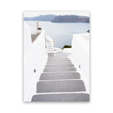 Shop Aegean Steps Photo Canvas Art Print-Blue, Coastal, Greece, Grey, Photography, Photography Canvas Prints, Portrait, View All, White-framed wall decor artwork