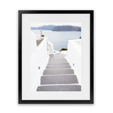 Shop Aegean Steps Photo Art Print-Blue, Coastal, Greece, Grey, Photography, Portrait, View All, White-framed poster wall decor artwork