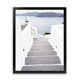 Shop Aegean Steps Photo Art Print-Blue, Coastal, Greece, Grey, Photography, Portrait, View All, White-framed poster wall decor artwork