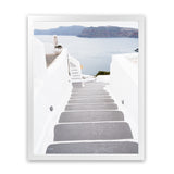 Shop Aegean Steps Photo Art Print-Blue, Coastal, Greece, Grey, Photography, Portrait, View All, White-framed poster wall decor artwork