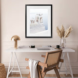 Shop Oia Bells II Photo Art Print-Blue, Coastal, Greece, Photography, Portrait, View All, White-framed poster wall decor artwork