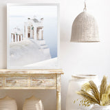 Shop Oia Bells II Photo Art Print-Blue, Coastal, Greece, Photography, Portrait, View All, White-framed poster wall decor artwork