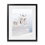 Shop Oia Bells II Photo Art Print-Blue, Coastal, Greece, Photography, Portrait, View All, White-framed poster wall decor artwork