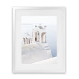 Shop Oia Bells II Photo Art Print-Blue, Coastal, Greece, Photography, Portrait, View All, White-framed poster wall decor artwork