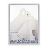 Shop Mykonos White Church Photo Canvas Art Print-Coastal, Greece, Photography, Photography Canvas Prints, Portrait, View All, White-framed wall decor artwork