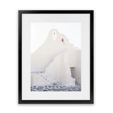 Shop Mykonos White Church Photo Art Print-Coastal, Greece, Photography, Portrait, View All, White-framed poster wall decor artwork