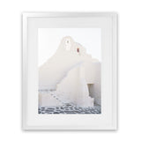 Shop Mykonos White Church Photo Art Print-Coastal, Greece, Photography, Portrait, View All, White-framed poster wall decor artwork