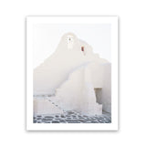 Shop Mykonos White Church Photo Art Print-Coastal, Greece, Photography, Portrait, View All, White-framed poster wall decor artwork