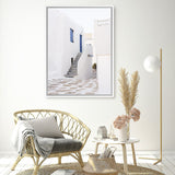 Shop Mykonos Town Photo Canvas Art Print-Coastal, Greece, Photography, Photography Canvas Prints, Portrait, View All, White-framed wall decor artwork
