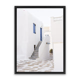 Shop Mykonos Town Photo Canvas Art Print-Coastal, Greece, Photography, Photography Canvas Prints, Portrait, View All, White-framed wall decor artwork