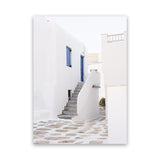 Shop Mykonos Town Photo Canvas Art Print-Coastal, Greece, Photography, Photography Canvas Prints, Portrait, View All, White-framed wall decor artwork