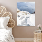 Shop Ocean Stairway Photo Canvas Art Print-Blue, Coastal, Greece, Photography, Photography Canvas Prints, Portrait, View All, White-framed wall decor artwork