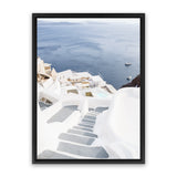 Shop Ocean Stairway Photo Canvas Art Print-Blue, Coastal, Greece, Photography, Photography Canvas Prints, Portrait, View All, White-framed wall decor artwork