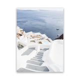 Shop Ocean Stairway Photo Canvas Art Print-Blue, Coastal, Greece, Photography, Photography Canvas Prints, Portrait, View All, White-framed wall decor artwork