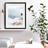 Shop Balcony With A View Photo Art Print-Blue, Coastal, Greece, Photography, Portrait, View All, White-framed poster wall decor artwork
