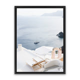 Shop Balcony With A View Photo Canvas Art Print-Blue, Coastal, Greece, Photography, Photography Canvas Prints, Portrait, View All, White-framed wall decor artwork