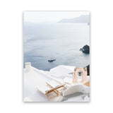 Shop Balcony With A View Photo Canvas Art Print-Blue, Coastal, Greece, Photography, Photography Canvas Prints, Portrait, View All, White-framed wall decor artwork