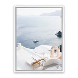 Shop Balcony With A View Photo Canvas Art Print-Blue, Coastal, Greece, Photography, Photography Canvas Prints, Portrait, View All, White-framed wall decor artwork