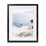 Shop Balcony With A View Photo Art Print-Blue, Coastal, Greece, Photography, Portrait, View All, White-framed poster wall decor artwork