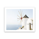 Shop Santorini Windmill II Photo Art Print-Blue, Coastal, Greece, Landscape, Photography, View All, White-framed poster wall decor artwork