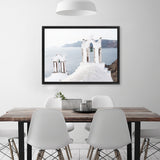 Shop Two White Churches II Photo Canvas Art Print-Blue, Coastal, Greece, Landscape, Photography, Photography Canvas Prints, View All, White-framed wall decor artwork