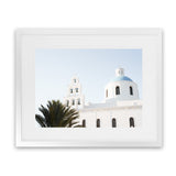 Shop Santorini Church Bells Photo Art Print-Blue, Coastal, Greece, Landscape, Photography, View All, White-framed poster wall decor artwork