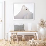 Shop Mykonos Church View Photo Art Print-Coastal, Greece, Horizontal, Landscape, Photography, Rectangle, View All, White-framed poster wall decor artwork