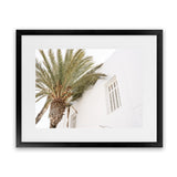 Shop Mykonos Palm Villa I Photo Art Print-Coastal, Greece, Green, Landscape, Moroccan Days, Neutrals, Photography, Tropical, View All, White-framed poster wall decor artwork
