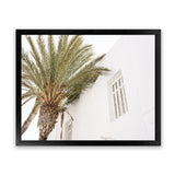 Shop Mykonos Palm Villa I Photo Art Print-Coastal, Greece, Green, Landscape, Moroccan Days, Neutrals, Photography, Tropical, View All, White-framed poster wall decor artwork