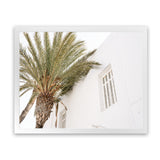 Shop Mykonos Palm Villa I Photo Art Print-Coastal, Greece, Green, Landscape, Moroccan Days, Neutrals, Photography, Tropical, View All, White-framed poster wall decor artwork