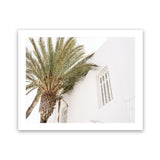 Shop Mykonos Palm Villa I Photo Art Print-Coastal, Greece, Green, Landscape, Moroccan Days, Neutrals, Photography, Tropical, View All, White-framed poster wall decor artwork