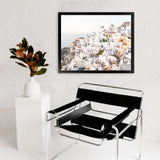 Shop Santorini View Point Photo Art Print-Coastal, Greece, Landscape, Photography, View All, White, Yellow-framed poster wall decor artwork
