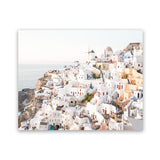 Shop Santorini View Point Photo Art Print-Coastal, Greece, Landscape, Photography, View All, White, Yellow-framed poster wall decor artwork