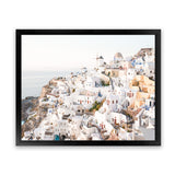 Shop Santorini View Point Photo Art Print-Coastal, Greece, Landscape, Photography, View All, White, Yellow-framed poster wall decor artwork