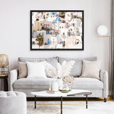 Shop Santorini Architecture Photo Canvas Art Print-Greece, Landscape, Neutrals, Photography, Photography Canvas Prints, View All, White-framed wall decor artwork