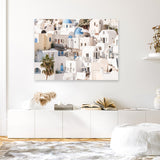 Shop Santorini Architecture Photo Canvas Art Print-Greece, Landscape, Neutrals, Photography, Photography Canvas Prints, View All, White-framed wall decor artwork