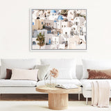 Shop Santorini Architecture Photo Canvas Art Print-Greece, Landscape, Neutrals, Photography, Photography Canvas Prints, View All, White-framed wall decor artwork