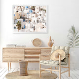 Shop Santorini Architecture Photo Art Print-Landscape, Neutrals, Photography, View All, White-framed poster wall decor artwork