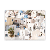 Shop Santorini Architecture Photo Canvas Art Print-Greece, Landscape, Neutrals, Photography, Photography Canvas Prints, View All, White-framed wall decor artwork