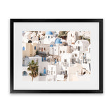 Shop Santorini Architecture Photo Art Print-Landscape, Neutrals, Photography, View All, White-framed poster wall decor artwork
