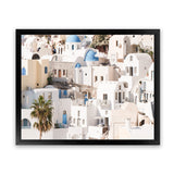 Shop Santorini Architecture Photo Art Print-Landscape, Neutrals, Photography, View All, White-framed poster wall decor artwork