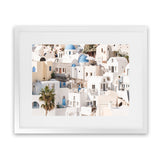 Shop Santorini Architecture Photo Art Print-Landscape, Neutrals, Photography, View All, White-framed poster wall decor artwork