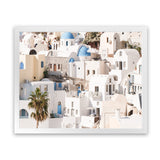 Shop Santorini Architecture Photo Art Print-Landscape, Neutrals, Photography, View All, White-framed poster wall decor artwork